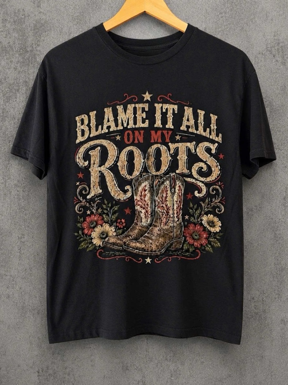 Gildan Blame It All On My Boots Graphic Tee - Black